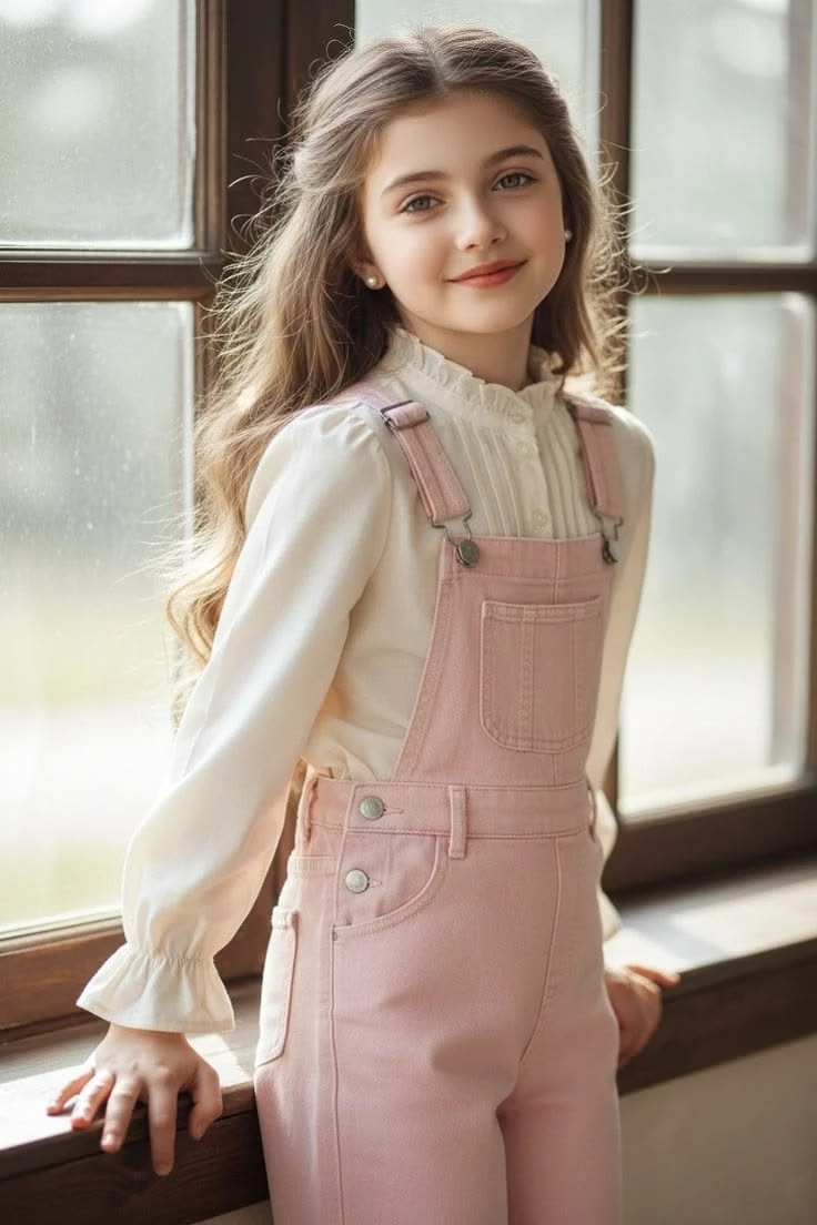 Kız çocuk pembe salopet